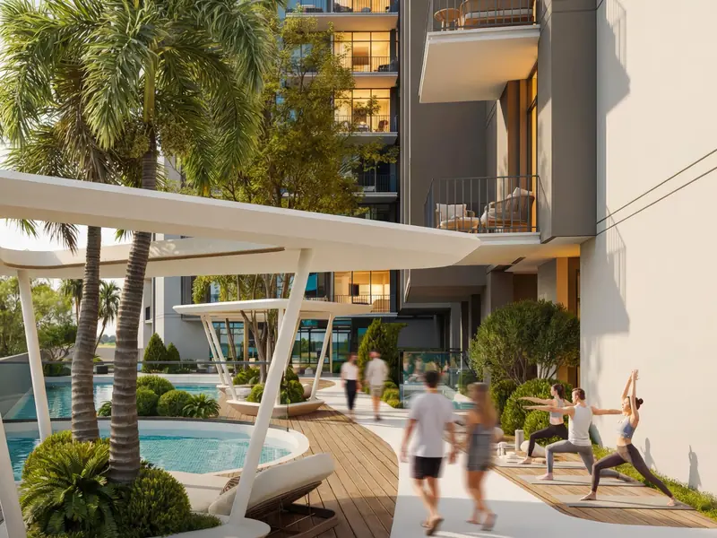 Developer visual: walking track and yoga lounge