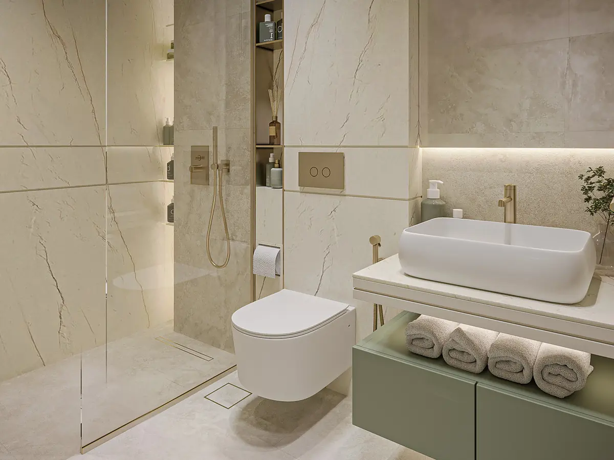 Developer visual: bathroom in light stone