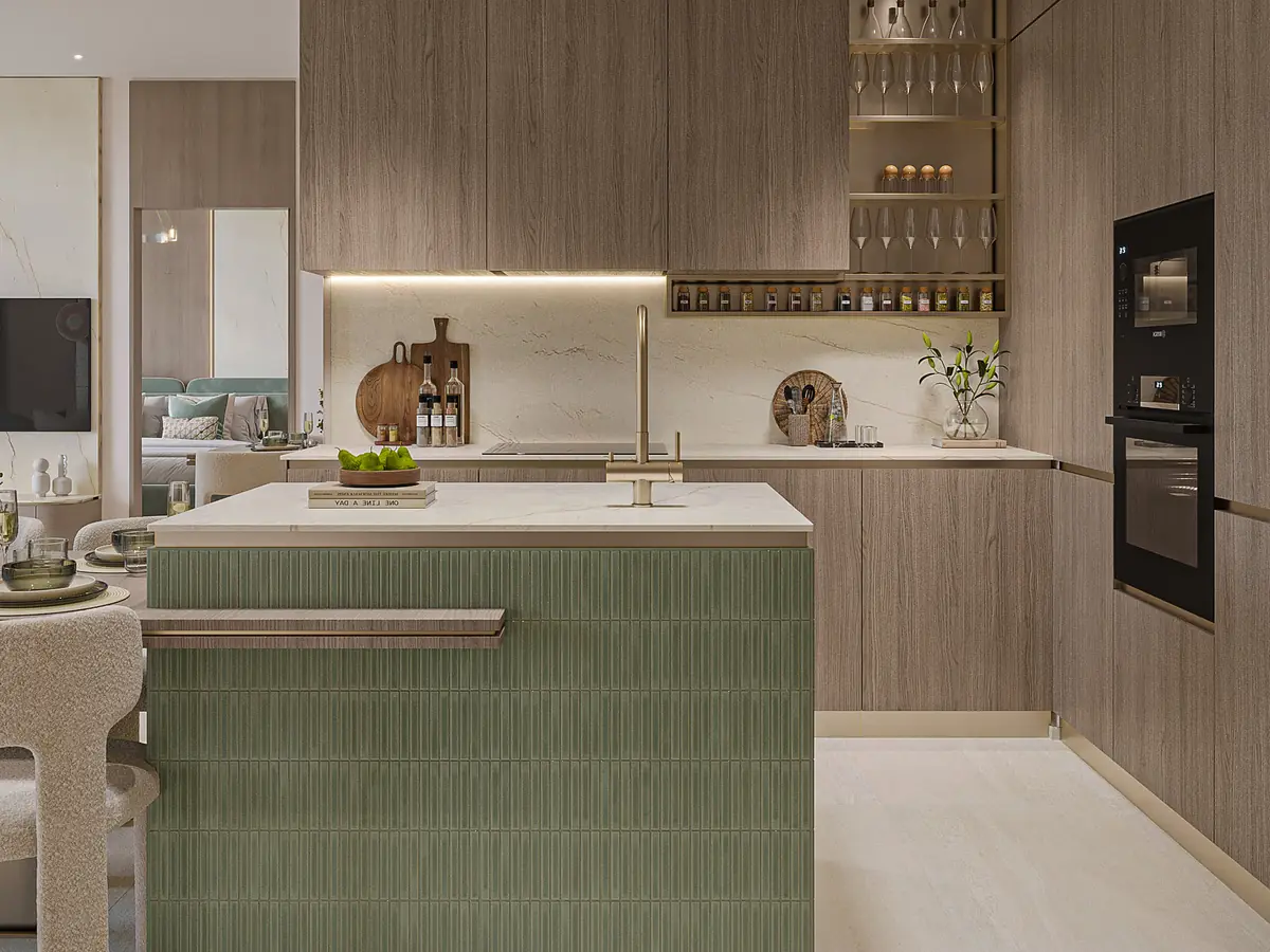 Developer visual: fitted kitchen with island